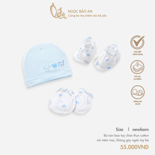 HONEY (0-3M) Set nón bao tay chân sơ sinh chất cotton cao cấp dành cho bé trai, bé gái mềm mịn thoáng mát