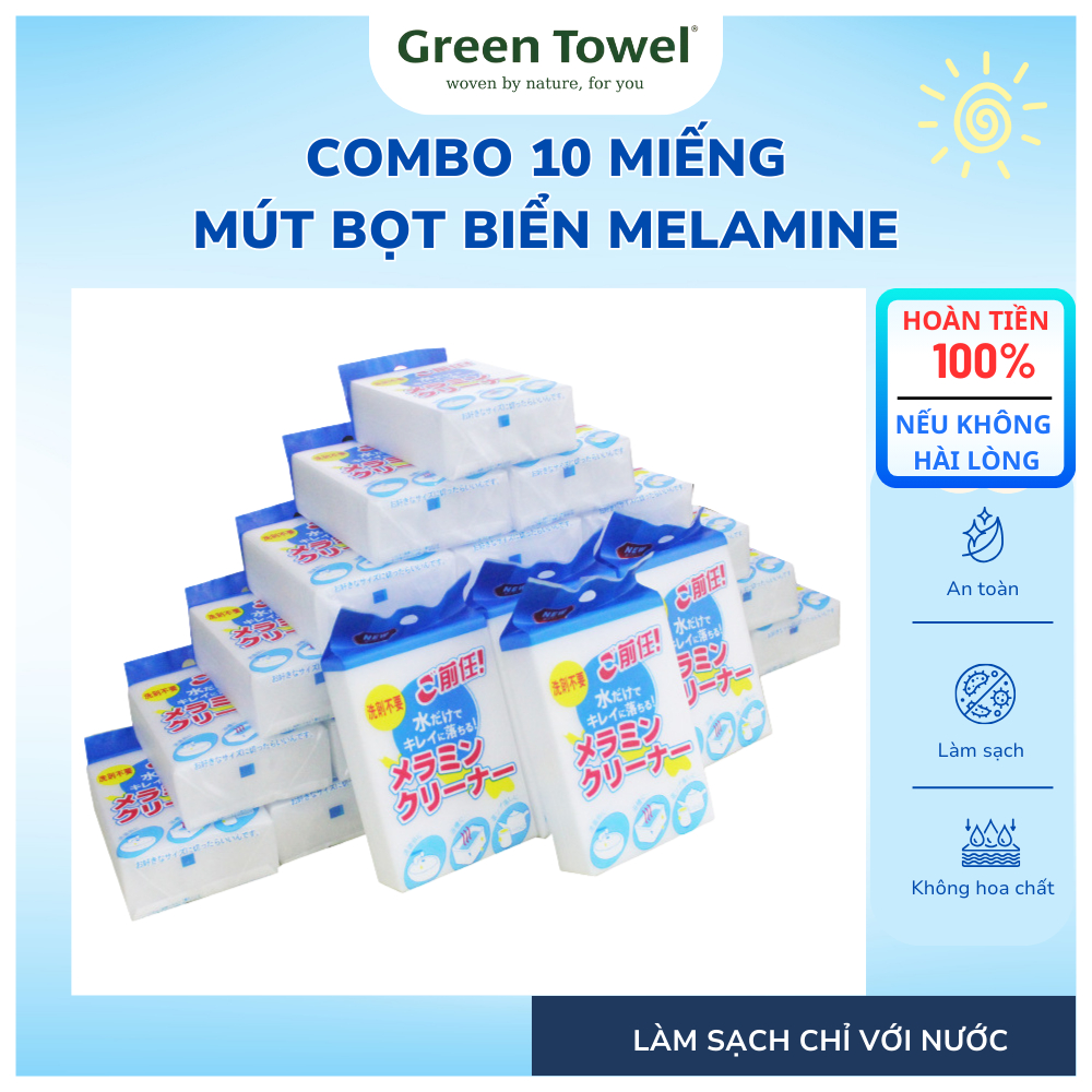 Set 10 Miếng bọt biển nano, Mút Xốp Melamine Miếng Cọ Rửa Bát, Chén - Cọ Đa Năng (Miếng Chữ Nhật Trắng)