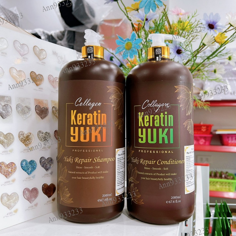 Dầu gộị xả karetin yuki Dầu Gội đầu Collagen Keratin YUKI 2000ML  | Giảm Rụng Tóc, Kích Mọc Tóc, Phụ