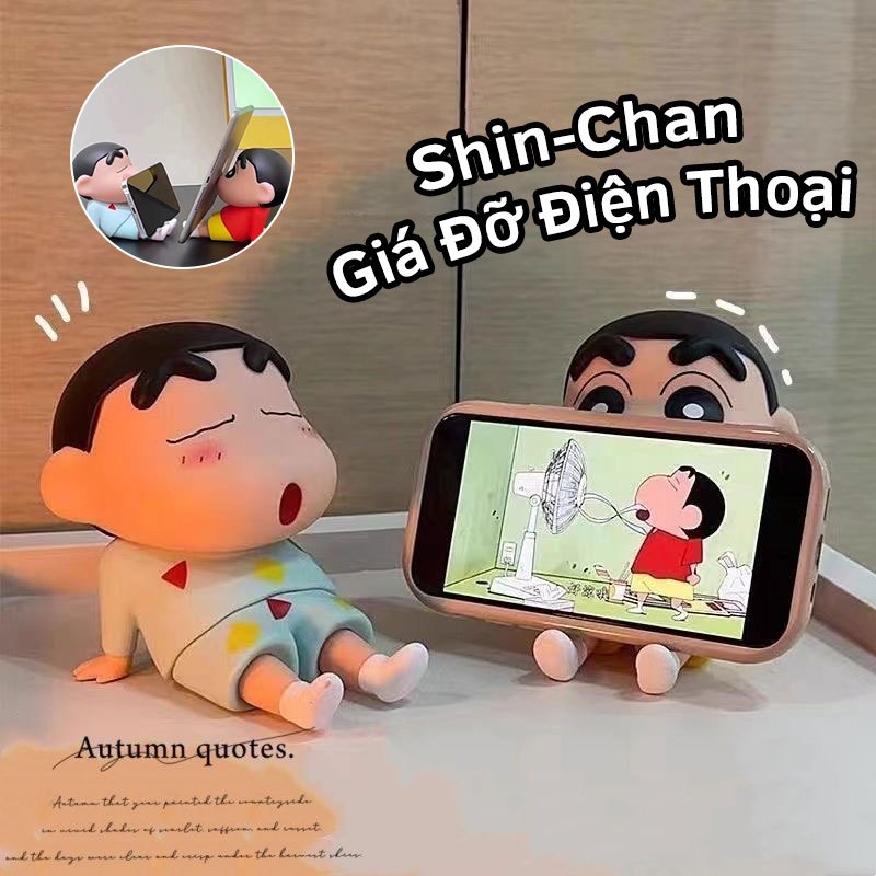 Giá đỡ điện thoại Siêu Đáng  Shin, kệ để điện thoại cute Cậu bé Bút chì trang trí dùng Hỗ Trỡ Xem Phim, Trang Trí Bàn