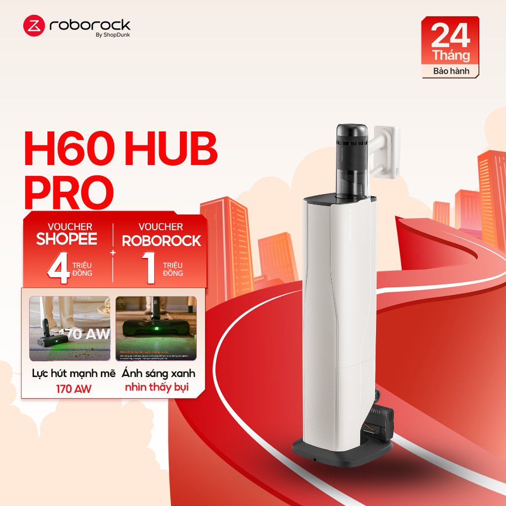 [Livestream] Máy Hút Bụi Cầm Tay Không Dây Roborock H60 Hub Pro Chính Hãng | Bộ Lọc 5 Lớp, Tự Đổ Rác