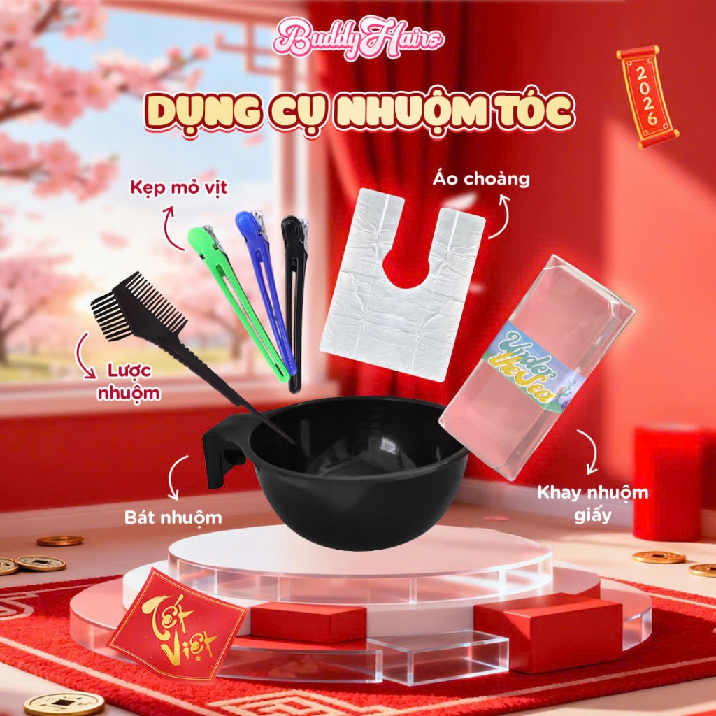 Dụng cụ nhuộm tóc, Lược nhuộm tóc, Bát nhuộm tóc, Kẹp tóc của Buddyhairs