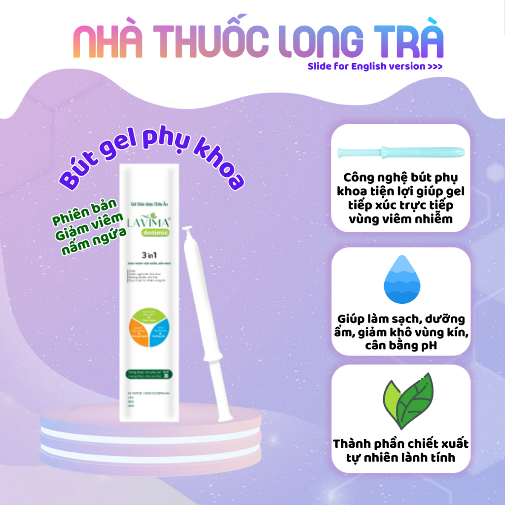 [CHÍNH HÃNG] LAVIMA bút gel phụ khoa thảo dược ngừa nấm ngứa Antimic 3g