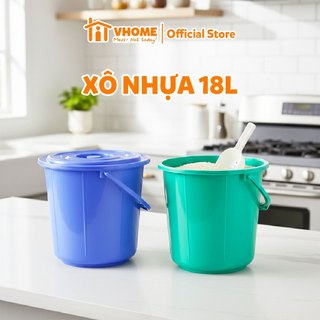 Xô Nhựa 18L Vĩ Hưng - Thiết Kế Có Nắp, Quai Xách, Phù Hợp Mọi Nhu Cầu Gia Dụng