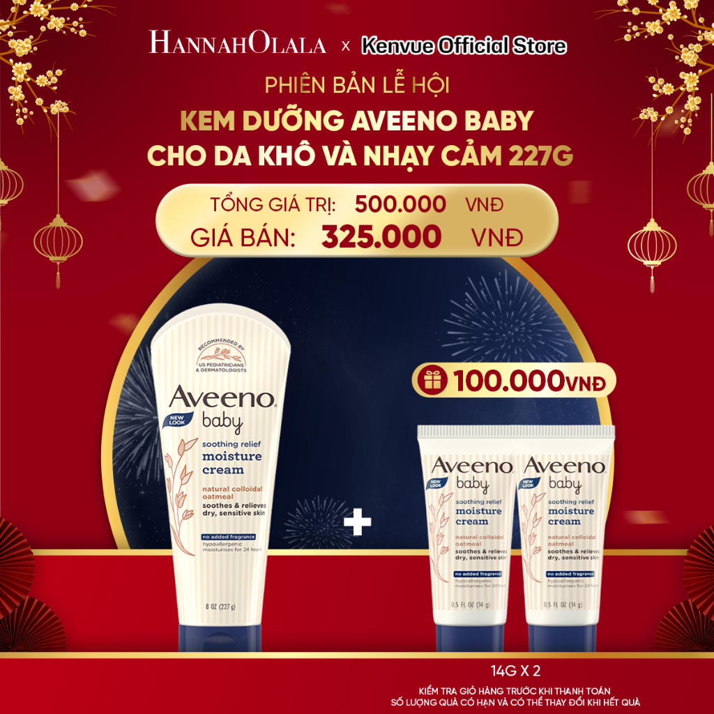 [Aveeno x Hannah Olala] Kem dưỡng Aveeno Baby cho da khô và nhạy cảm 227g