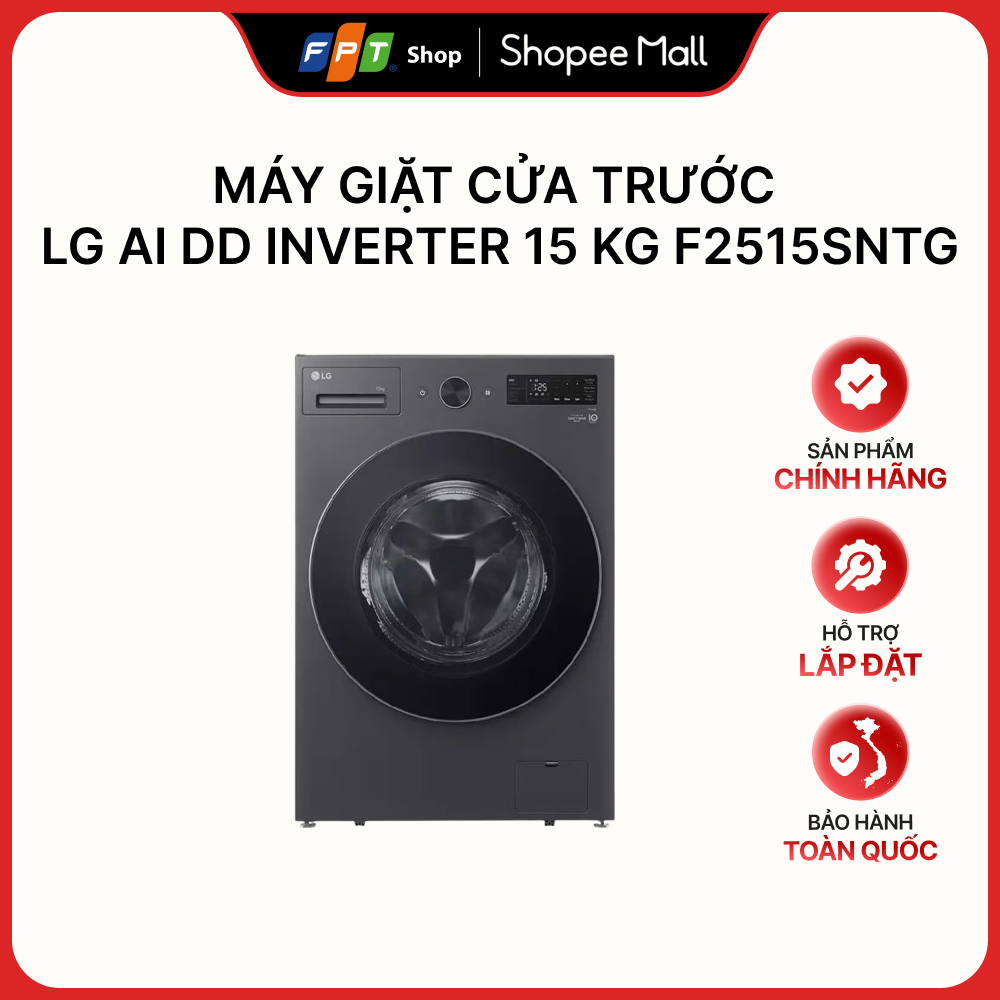 [Hàng chính hãng] Máy giặt cửa trước LG Inverter 15 Kg F2515SNTG
