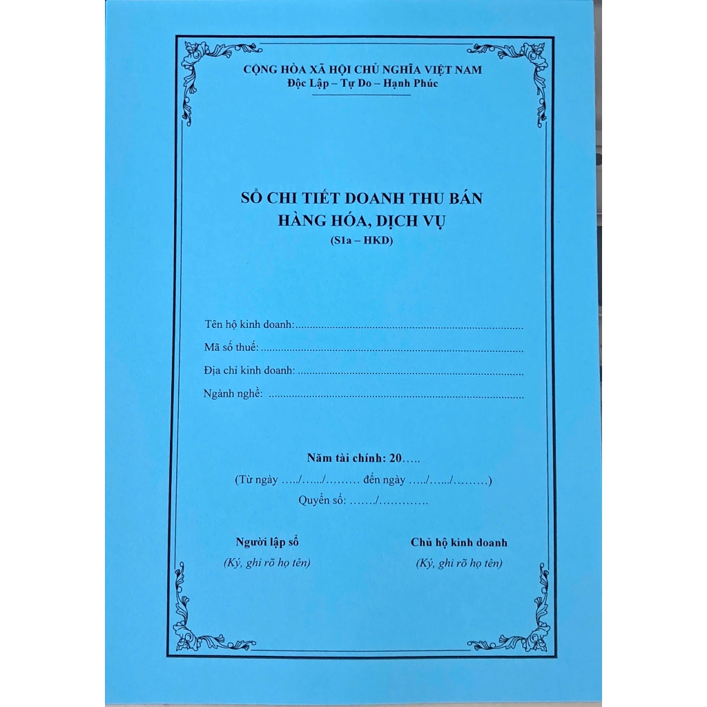 Sổ S1A + S2A (Chuẩn thông tư 152) 50 tờ (100 trang A4); 99 tờ (198 trang A4) cho HKD 2026