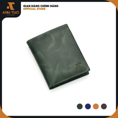 Ví đứng da bò Pull-up 063D, form ví tiêu chuẩn 9.5x12 đựng vừa các loại giấy tờ, 04 màu đẹp sang kèm hộp Anh Tho Leather