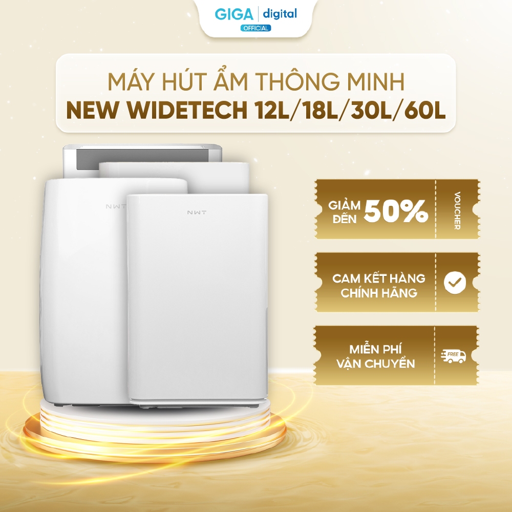 Máy hút ẩm thông minh Lumias New Widetech 12L/18L/30L/60L - Vỏ thùng tiếng anh - Chế độ sấy khô quần