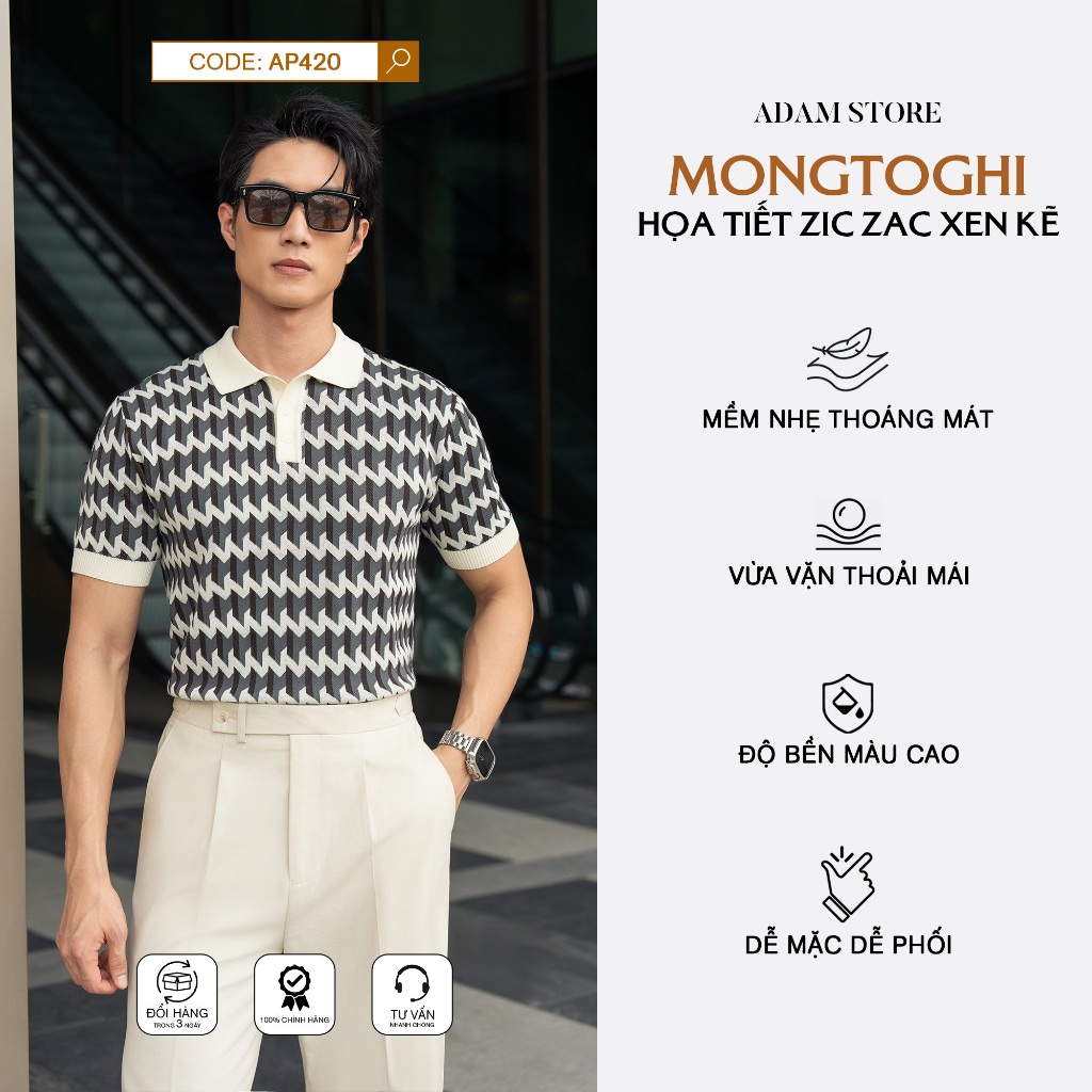 ÁO MONGTOGHI NAM ADAM STORE HỌA TIẾT ZICZAC XEN KẼ AP420 PHONG CÁCH TRẺ TRUNG NĂNG ĐỘNG