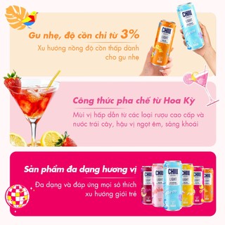 Combo 4 Thùng CHILL COCKTAIL LIGHT Mix 6 Vị (48 Lon x 320ml) Nước Cocktail Trái Cây Gu Nhẹ 3% Ít Cồn Sống REAL Là CHILL