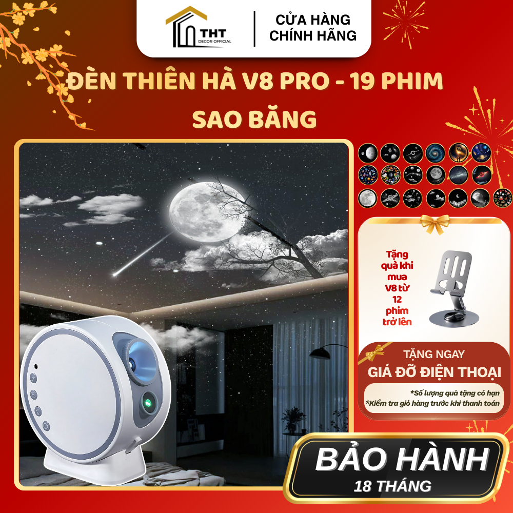 Đèn Thiên Hà V8 Pro Sao Băng THT DECOR Đèn V8 Pro Chiếu Sao Băng 8-19 Phim Chiếu Độc Quyền Phim Chiế