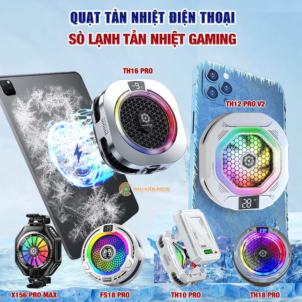 Quạt tản nhiệt điện thoại sò lạnh từ tính FS18 Pro / TH12 / TH16 / TH18 / X156 Pro Max Led Gaming