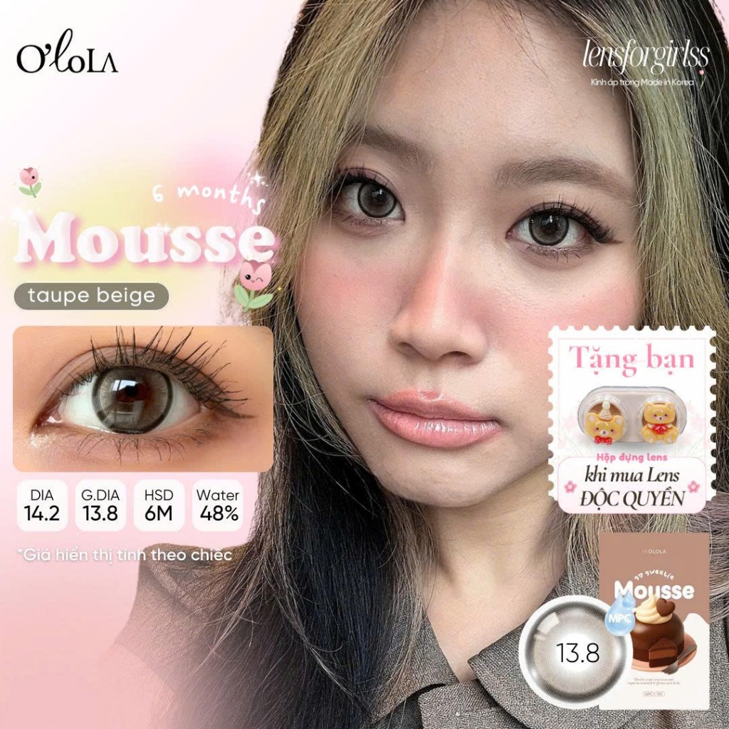 Kính áp tròng sz GIÃN TRÒNG nâu sữa MOUSSE TAUPE BEIGE chính hãng OLOLA | LENSFORGIRLSS