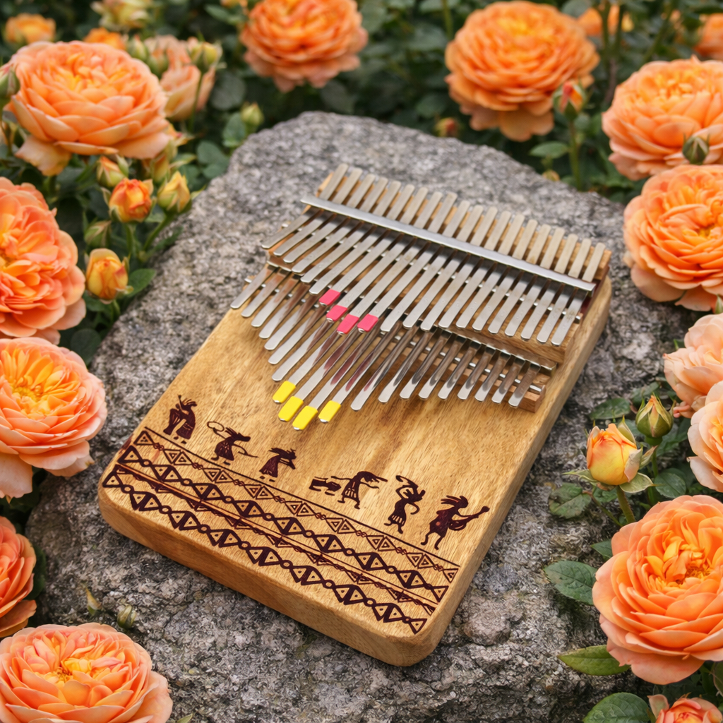 Đàn kalimba 42 Phím TRITON L42-A Gỗ Maple Nguyên Khối Họa Tiết Moai thú vị thích hợp quà tặng