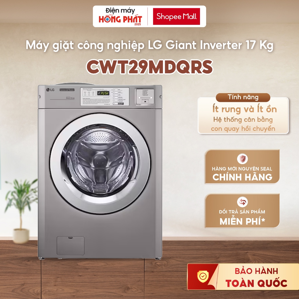 CWT29MDQRS | Máy Giặt Công Nghiệp 17kg LG DD™ Coin Type Màu Bạc CWT29MDQRS [Freeship HCM]