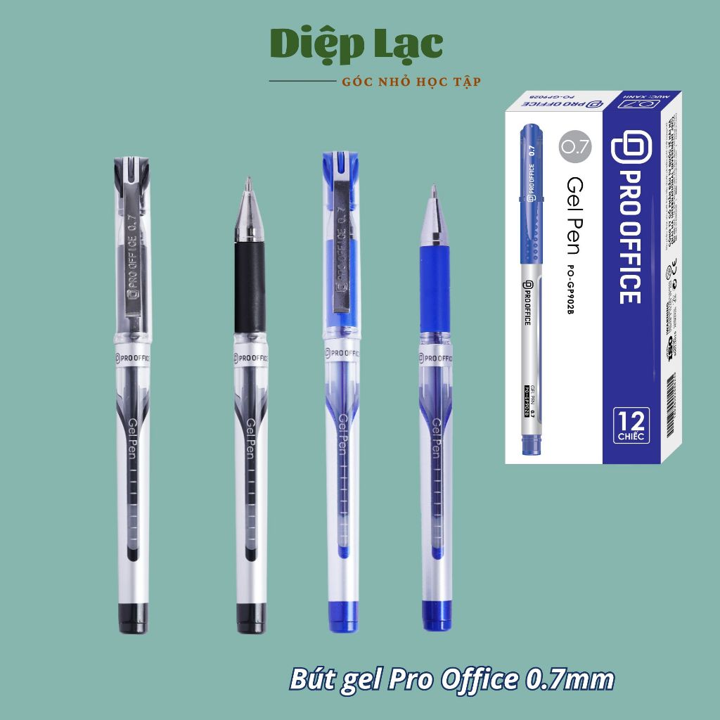 (4-12c) Bút gel PO-GP901 đầu 0.7mm- bút ký văn phòng/viết hán tự- viết trơn mượt- Xanh/Đen