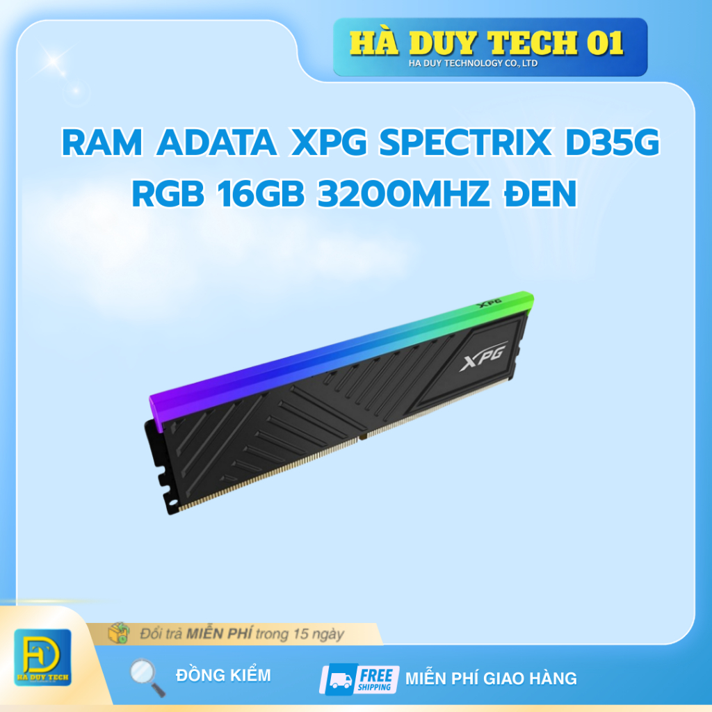 RAM ADATA XPG SPECTRIX D35G RGB 16GB 3200MHZ ĐEN - Cam Kết Chính Hãng - BH 36T - Ha Duy Tech