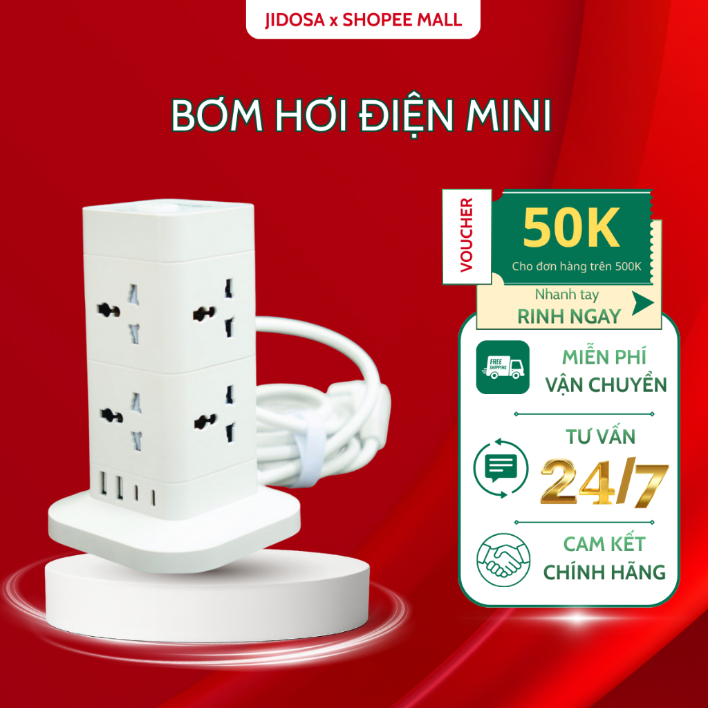 Ổ Cắm Điện Jiwon Công Suất 2500W Lõi Chống Giật, Tự Ngắt Khi Quá Tải An Tâm Sử Dụng