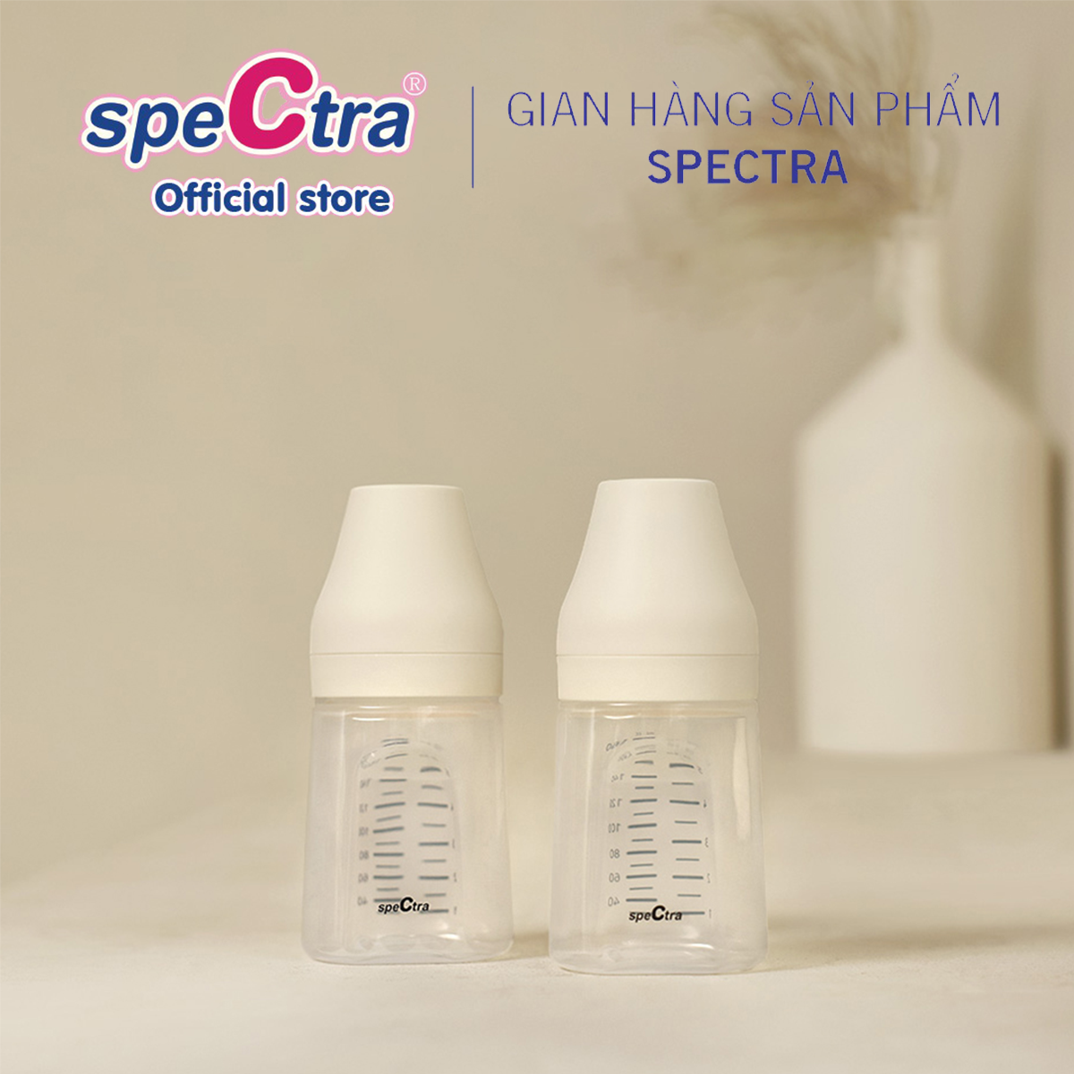 Bộ Hai Bình Cổ Rộng PP Spectra 160ml Chính hãng Hàn Quốc- Màu Trắng:5620