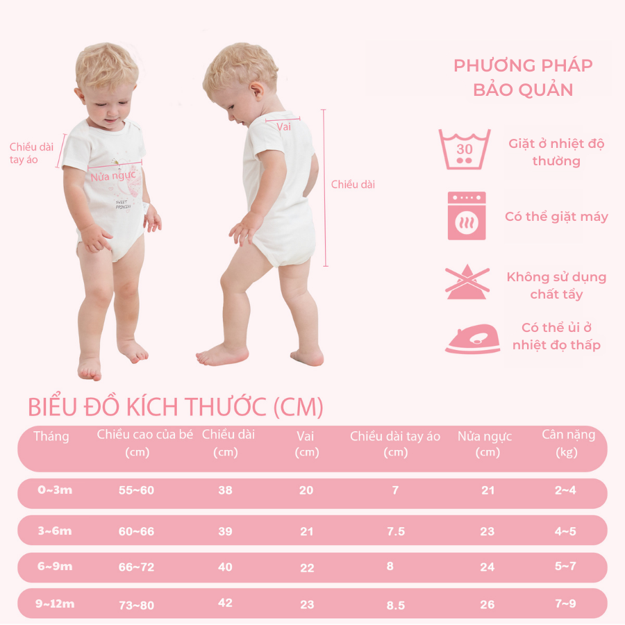 Miraclebaby - Jumpsuit/Bodysuit ngắn cho bé trai bé gái (Từ 0-12 tháng) (Ảnh 5)