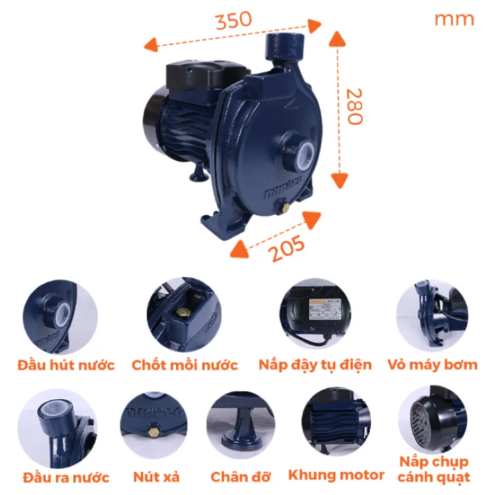 Máy bơm nước Nanoco dòng bơm ly tâm model NCP750 - KHÔNG BAO GỒM LẮP ĐẶT