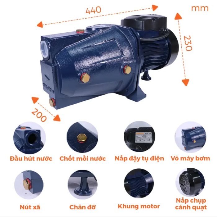 Máy bơm nước Nanoco dòng bơm đầu Jet model NJET750 - KHÔNG BAO GỒM LẮP ĐẶT