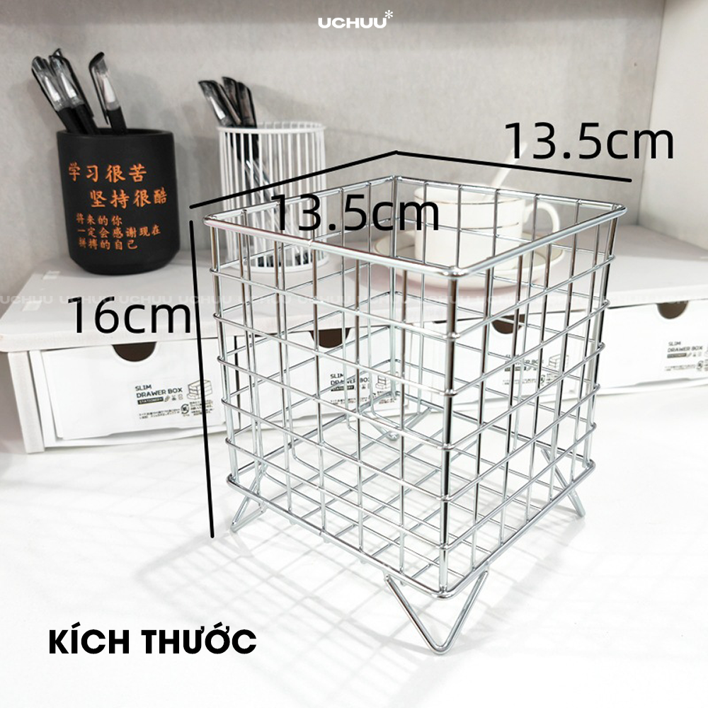 Giỏ Đựng Inox Uchuu, Rổ Đựng Đồ, Phụ Kiện Decor, Trang Trí Bàn Học