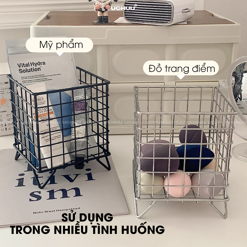 Giỏ Đựng Inox Uchuu, Rổ Đựng Đồ, Phụ Kiện Decor, Trang Trí Bàn Học