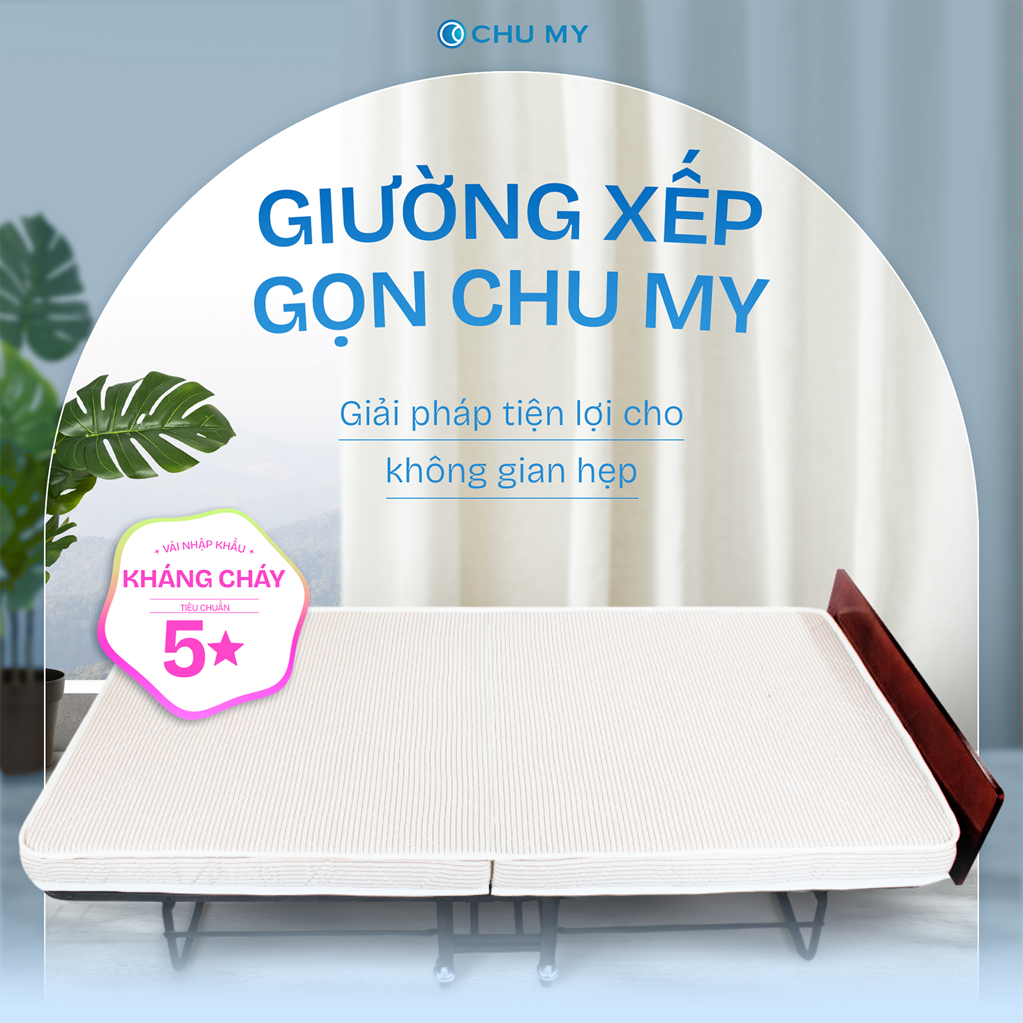 Giường xếp gọn CHU MY kiểu Nhật gấp gọn siêu tiết kiệm không gian 1mx2m phòng khách sạn