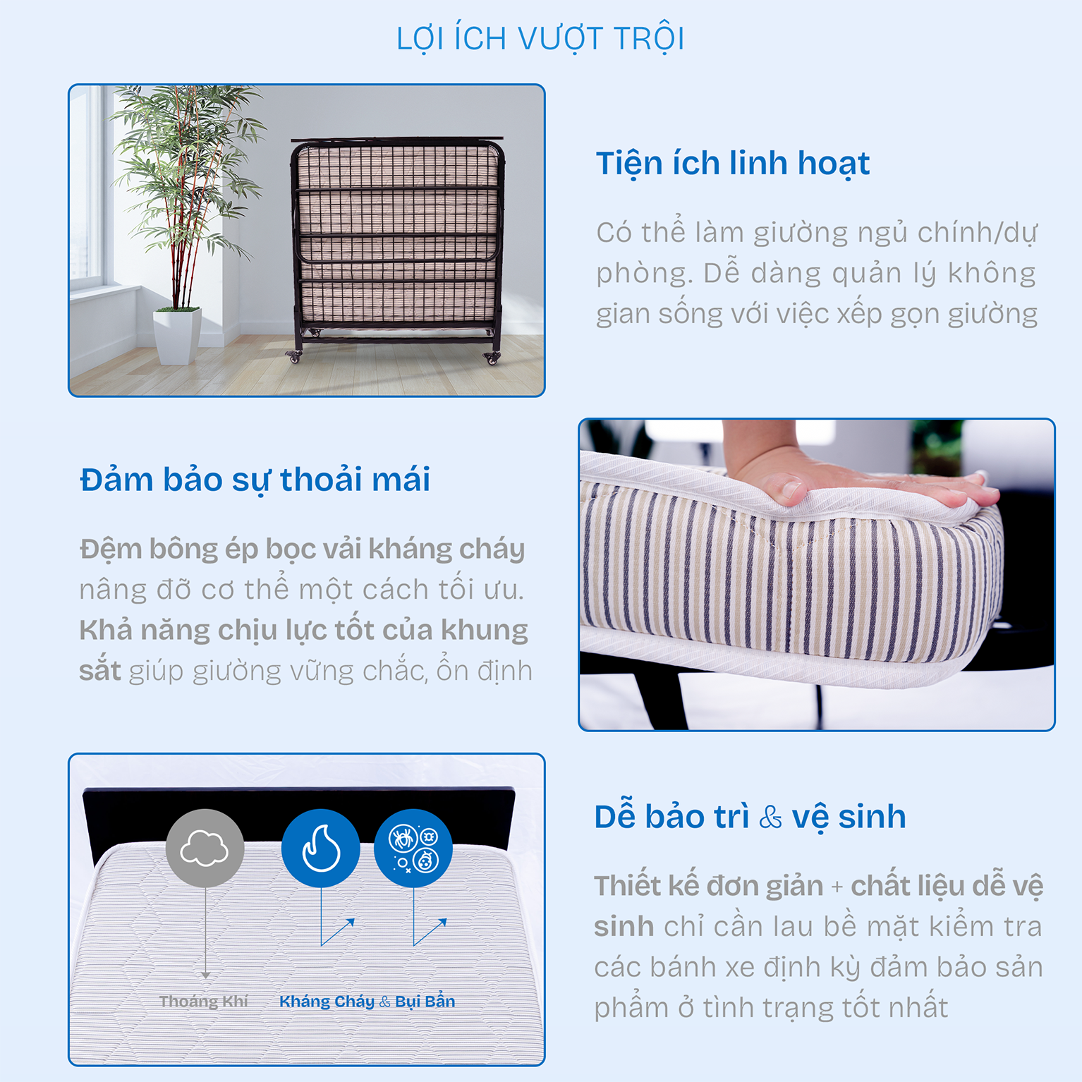 Khoá an toàn giữ giường ổn định và vững chắc
