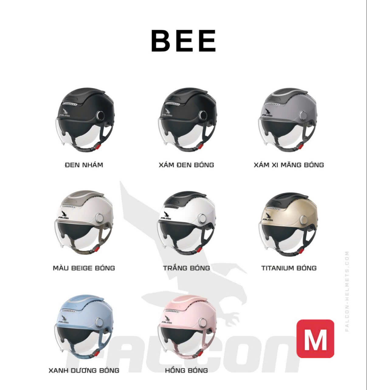 Nón Poc Đạt chuẩn đi xe máy Falcon Bee 2 kính Full Màu Mới Nhất 2024 ...