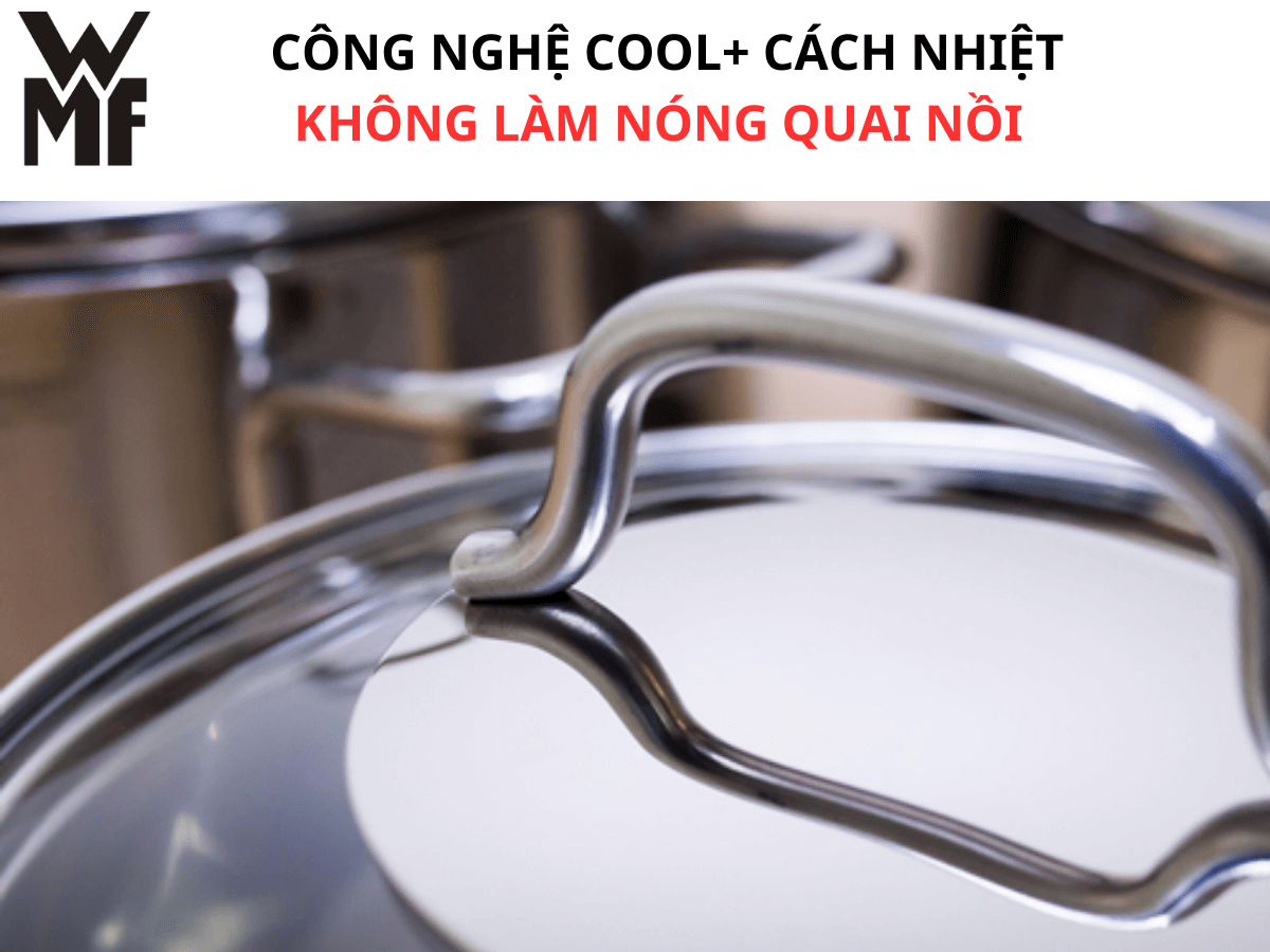 Bộ Nồi WMF Astoria 3 món , Đáy Từ 3 Lớp, Thép Không Gỉ Cromargan Size 24,20,16cm, Dùng Được mọi loại bếp