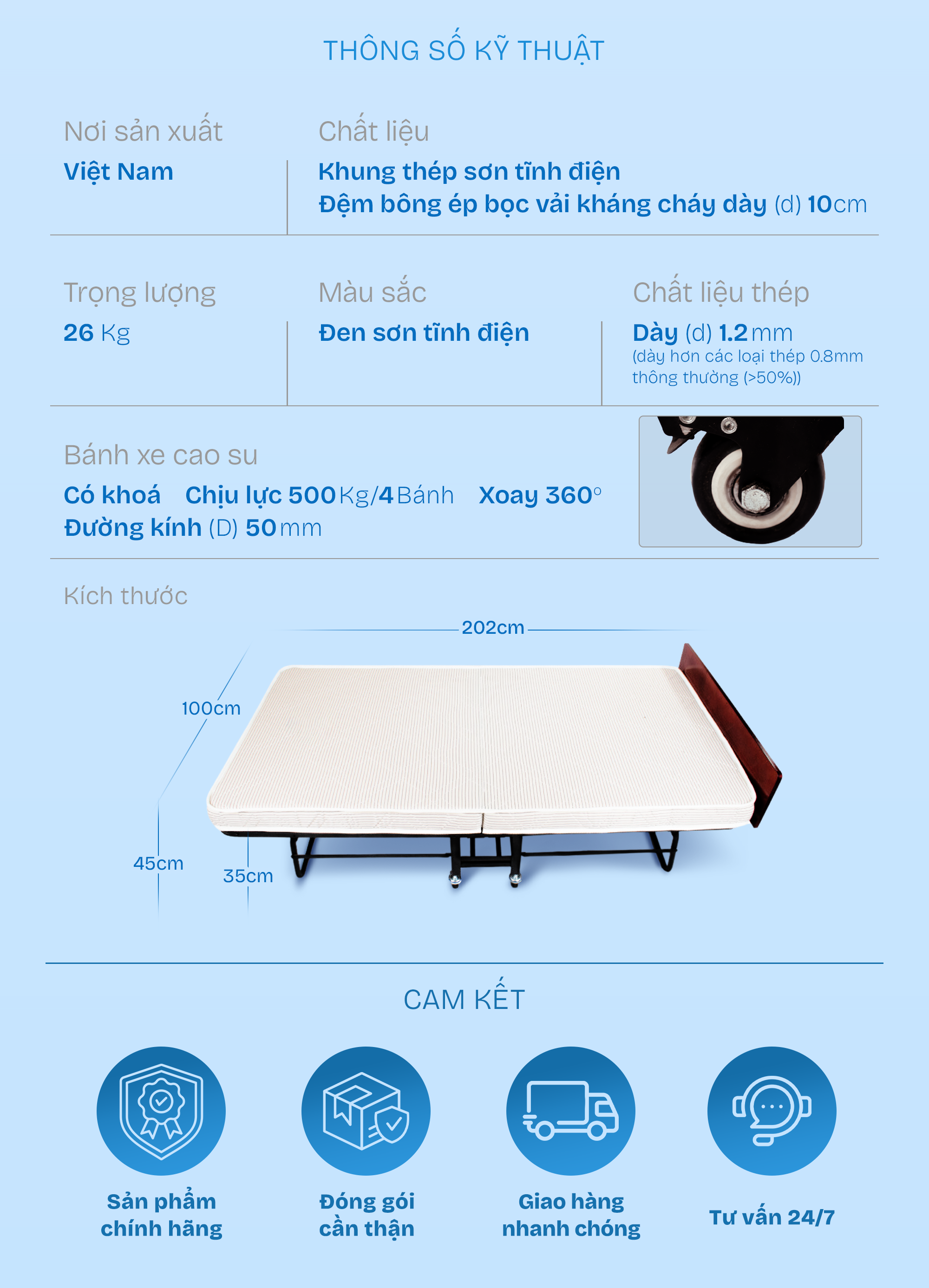 Giường dự phòng linh hoạt, tối ưu hoá không gian sử dụng