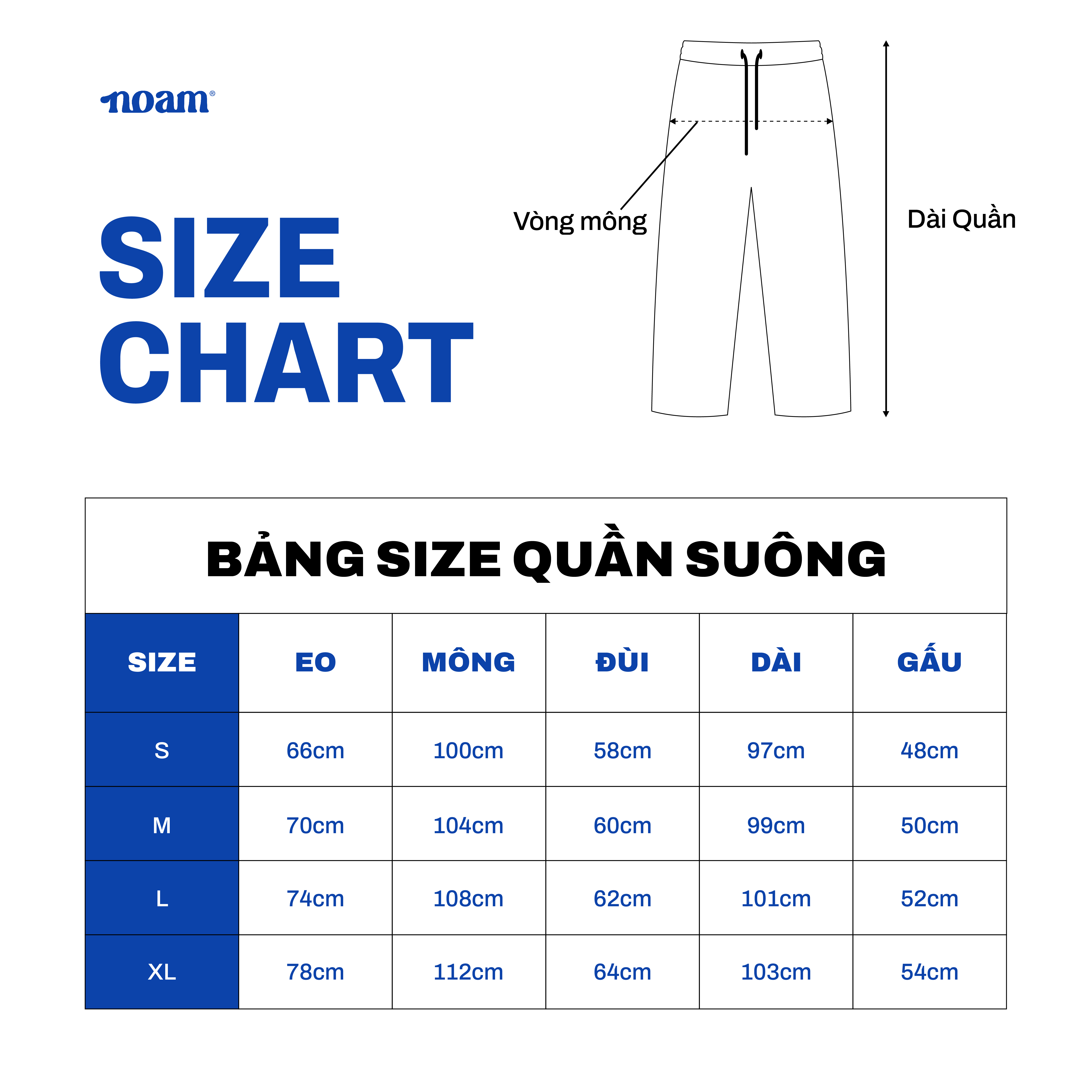 Bảng quy đổi kích cỡ NOAM