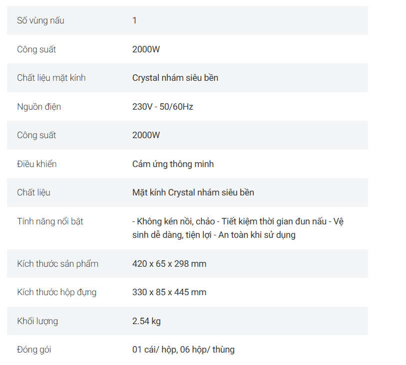 Bếp hồng ngoại đơn Nanoco model NICL350 công suất 2000W