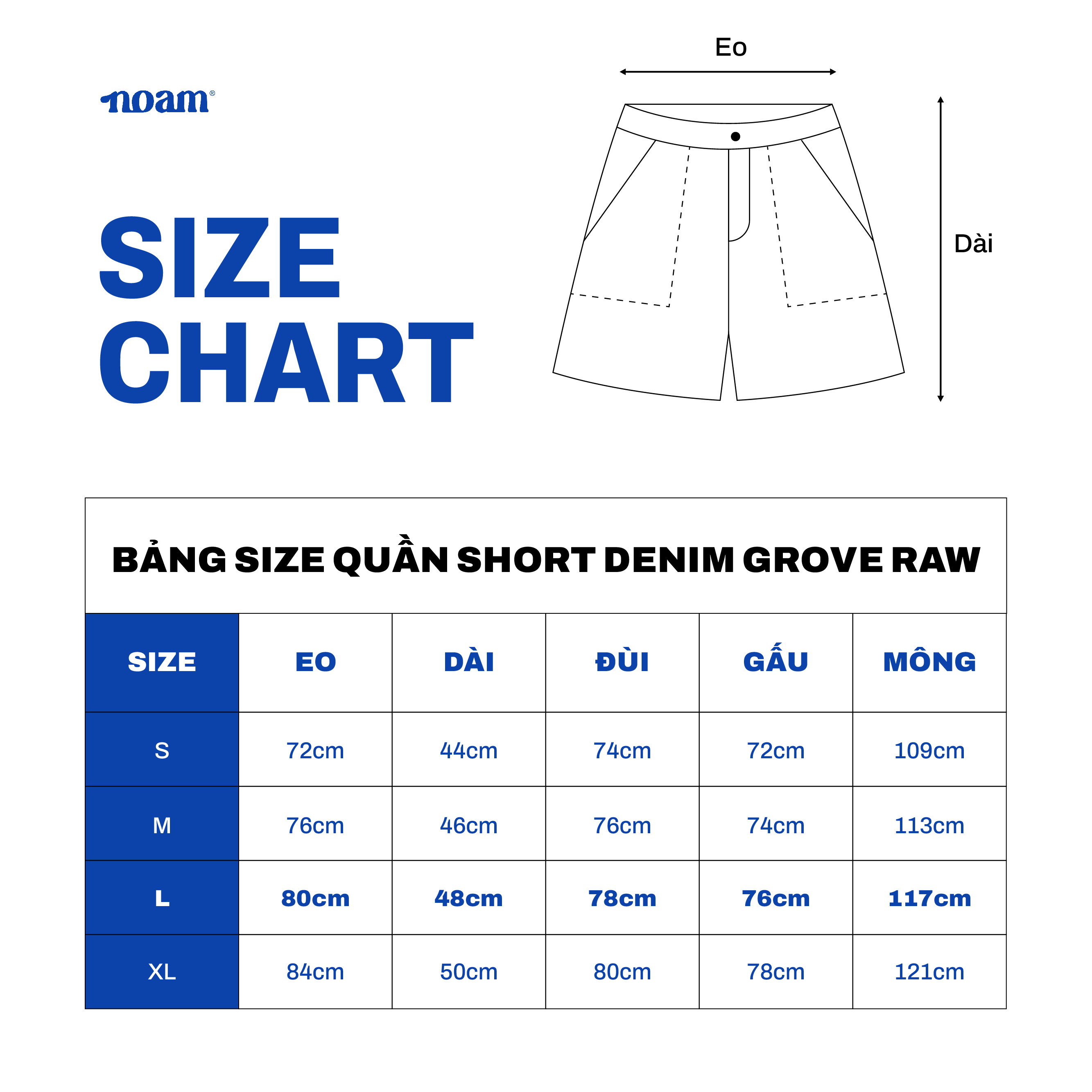 Bảng quy đổi kích cỡ NOAM