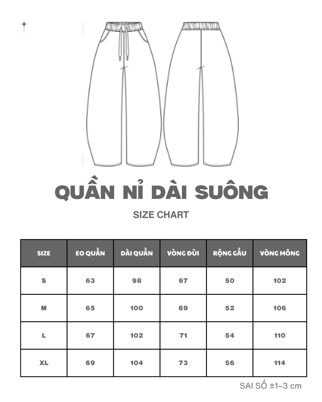 Bảng quy đổi kích cỡ NOAM