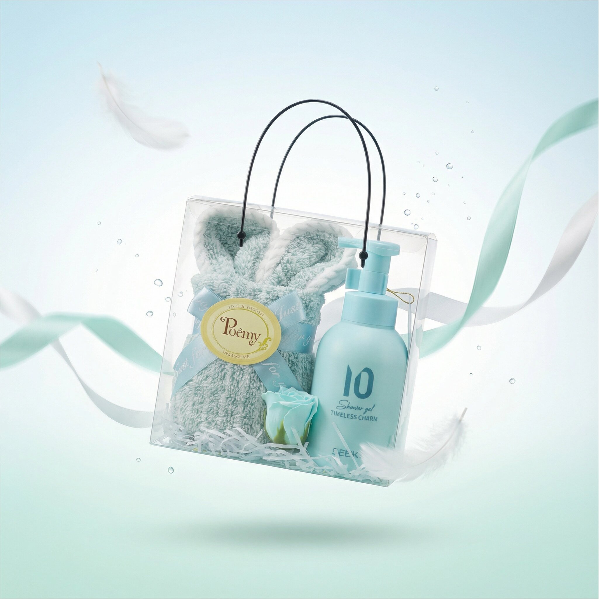 Set quà tai thỏ khăn Poêmy ST 35x75 và sữa tắm hương nước hoa seek.si