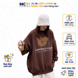 Áo sweater oversize MC21.STUDIOS nam nữ Unisex form rộng Ulzzang Streetwear Hàn Quốc chất nỉ lót bông cao cấp A3415