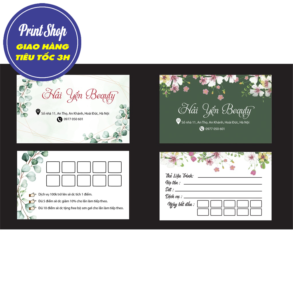 Card visit ngành spa, thẩm mỹ