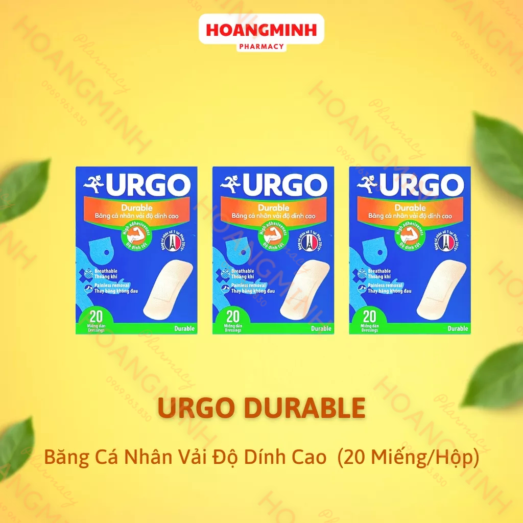 Băng Cá Nhân Urgo  Có Độ Dính Cao, Nhiều Lỗ Thoát Khí Nhỏ Giúp Da Thông Thoáng