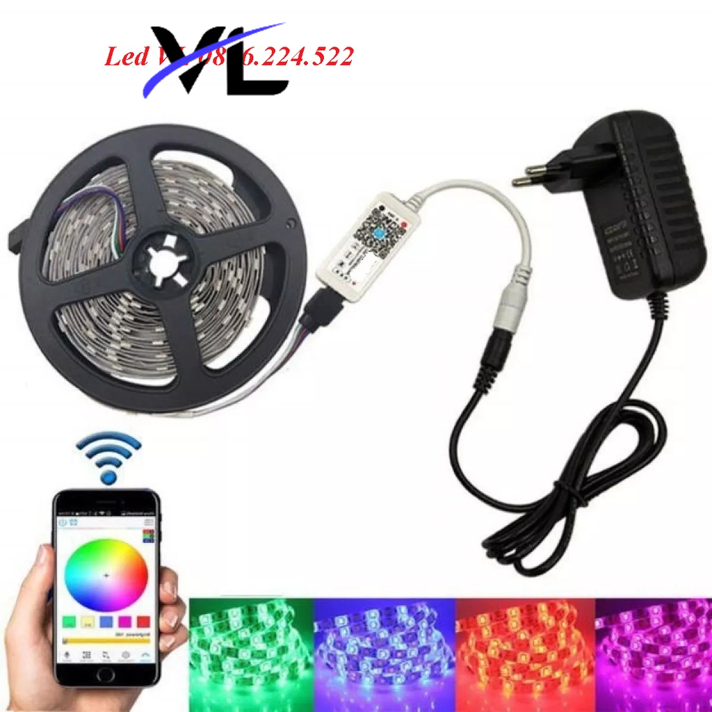 Đèn Led Tiktok 5m 5050RGB Mix DIY Trên 16 triệu Màu Trang Trí Phòng Ngủ Nháy Theo Nhạc Sử Dụng App