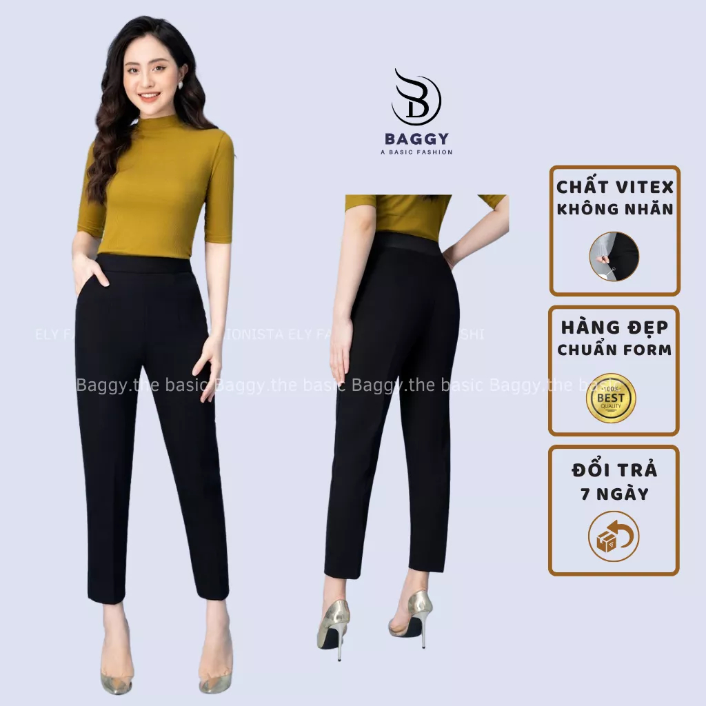 Quần baggy nữ cạp chun sau quần tây nữ vải cao cấp công sở cạp cao dáng chuẩn thanh lịch ELY228