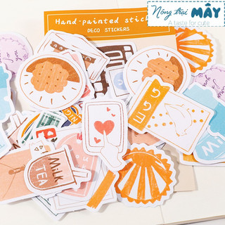 Sticker (hình dán) gói 60 tấm HAND-PAINTED nông trại mây trang trí sổ, album, nhật ký, lưu bút, bullet journal
