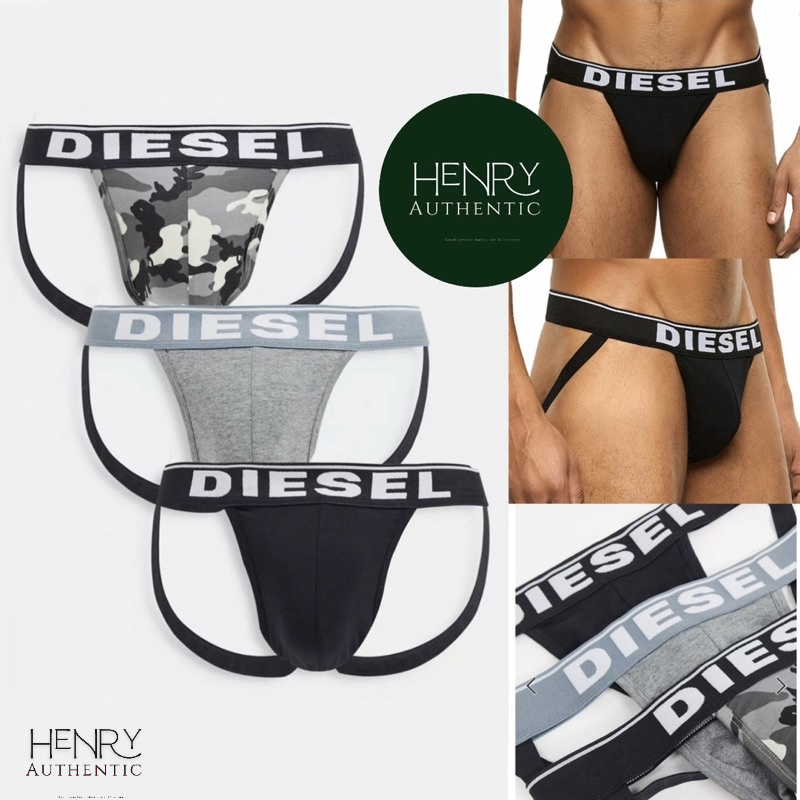 [Chính Hãng] - Quần lót nam JOCKSTRAP DIESEL 3-Pack Cotton Stretch / Camo Print / Grey / Black