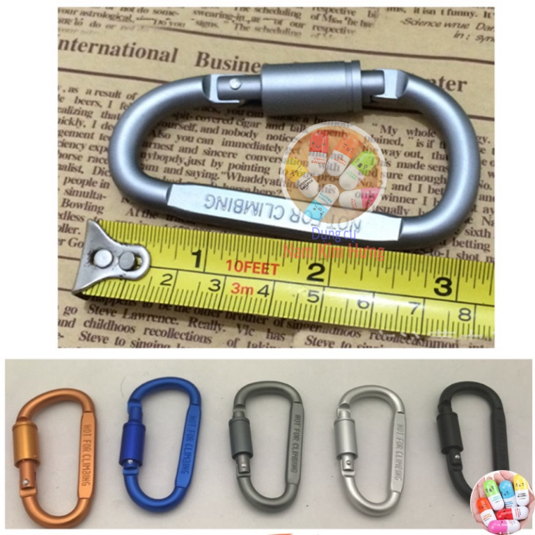 móc khóa PHƯỢT THỦ CARABINER chữ D - khóa xoay 8cm - hợp kim NHÔM CAO CẤP NHẸ BỀN