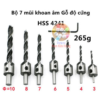 Bộ 7 mũi khoan âm gỗ đầu đinh