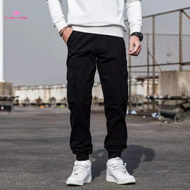Quần Cargo Jogger Túi Hộp 6 Túi Lưng Thun Chất Kaki Dày Dặn Bền Màu Không Xù Lông