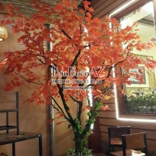 Combo 120 cành lá phong đỏ vải lụa loại A Decor làm cây